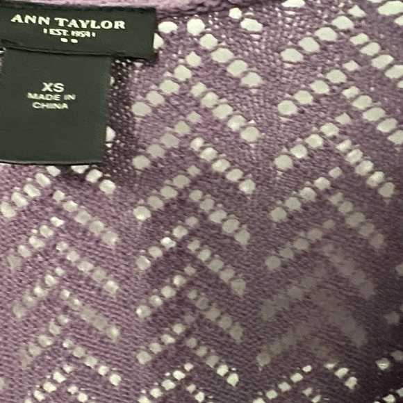 J. Crew purple wool blend lined short skirt. Ann Taylor XS coordinating sweater - Picture 2 of 7